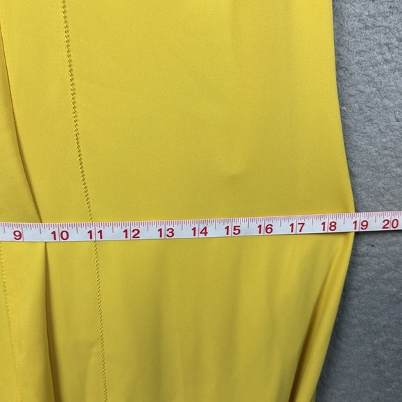 Halston Heritage Yellow Sleeveless Maxi Halter Dress/Gown Front Slit Size 2 - Picture 4 of 6